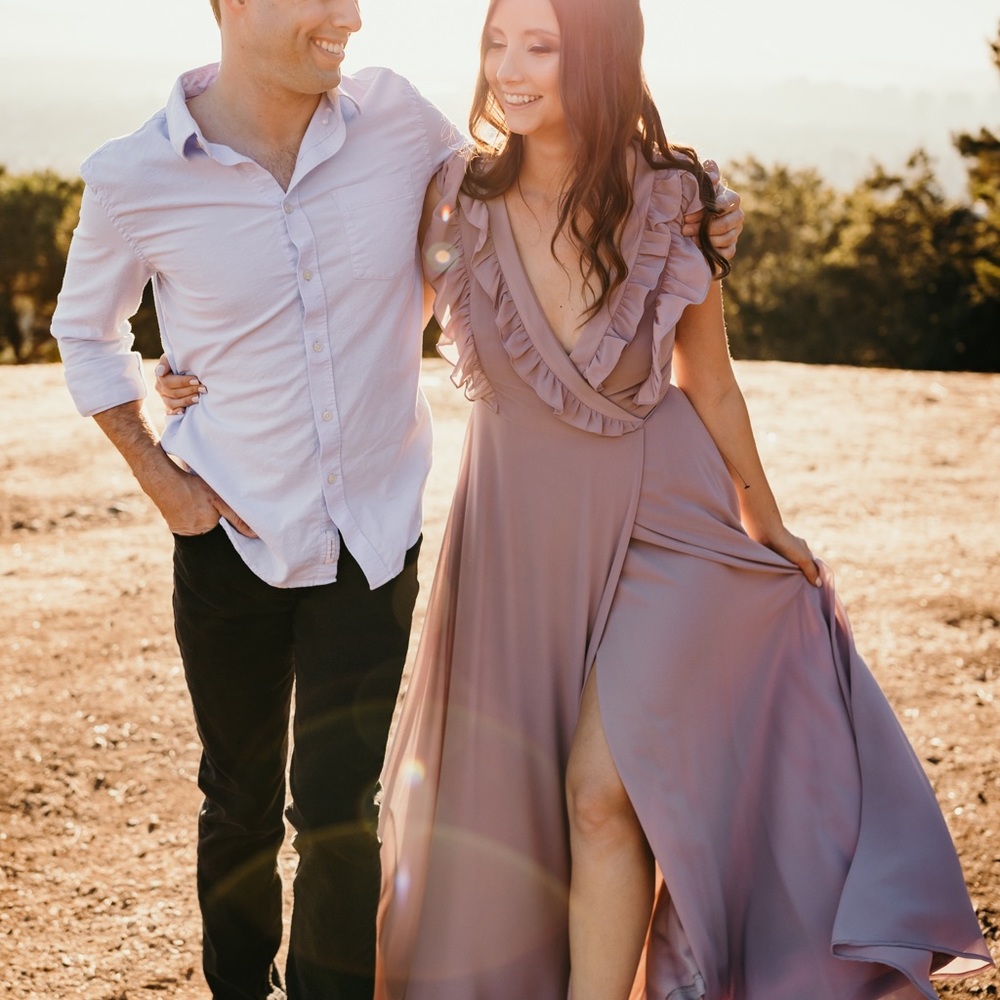 Lulus Grey Lavender Ruffled Wrap Maxi Dress